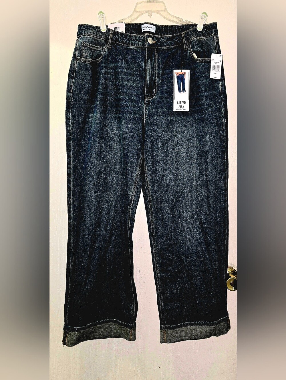 Vanilla Star Dark Wash Cuffed Women's Jeans